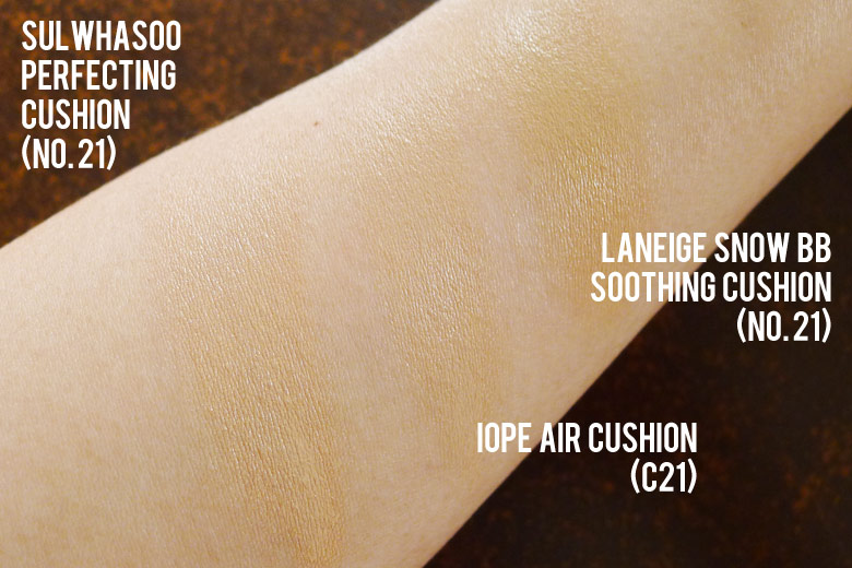 Sulwhasoo Perfecting Cushion Swatches